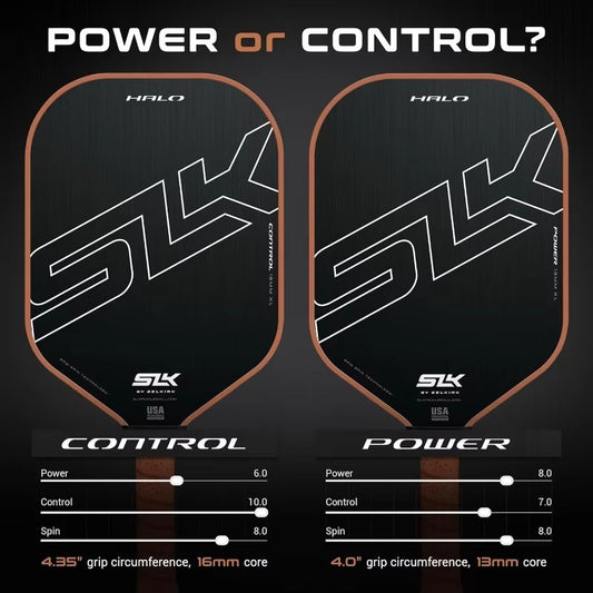 Selkirk SLK Halo Control & Halo Power Pickleball Paddle | Raw Carbon Fiber Pickleball Paddle with a Rev-Core Power Polymer